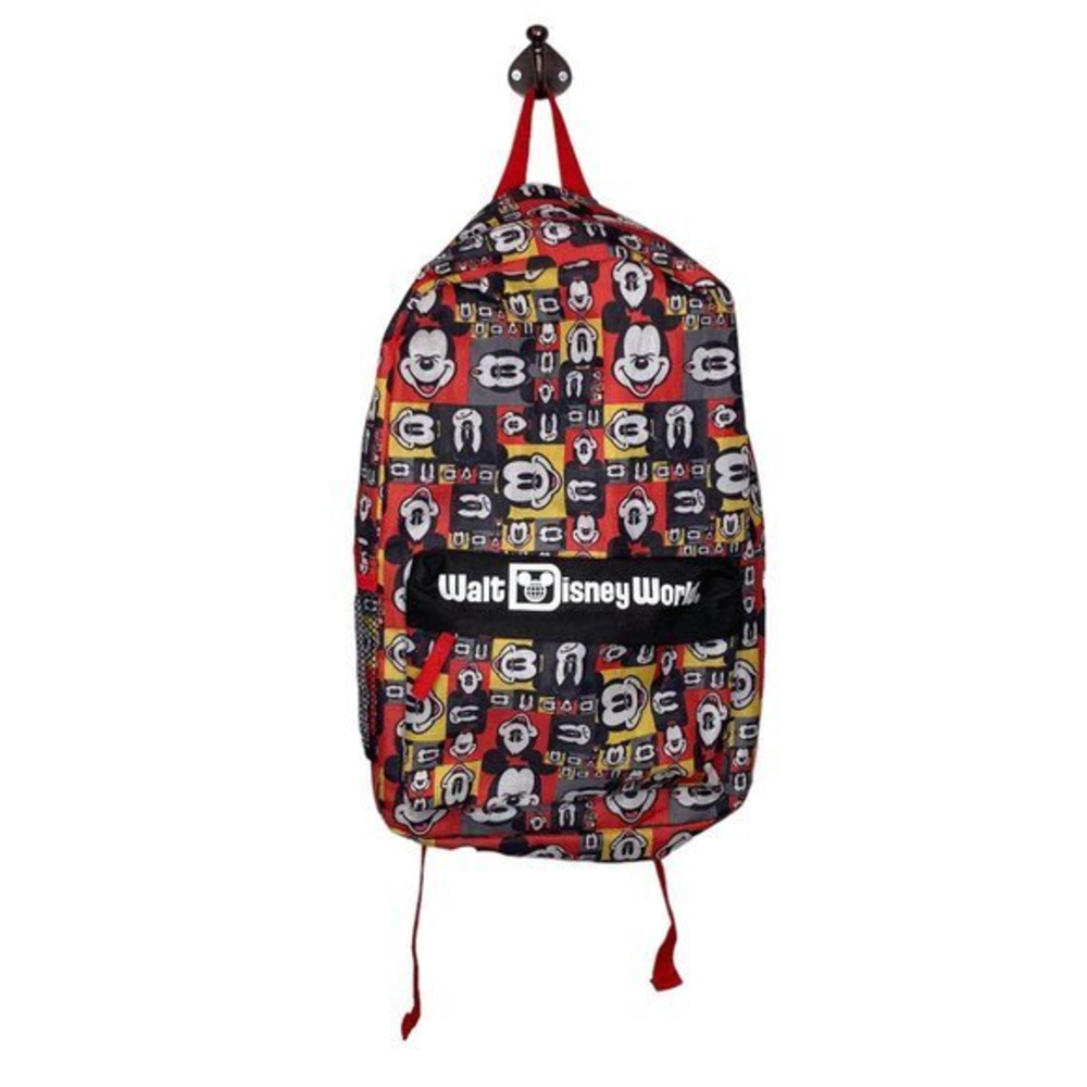 Walt Disney World Parks Authentic Red Black Mickey Mouse Pop Art Faces Backpack